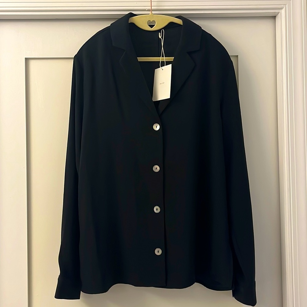 OAK + FORT Drapey Black Button Down Shirt / Blouse, Sz Sm - NWT